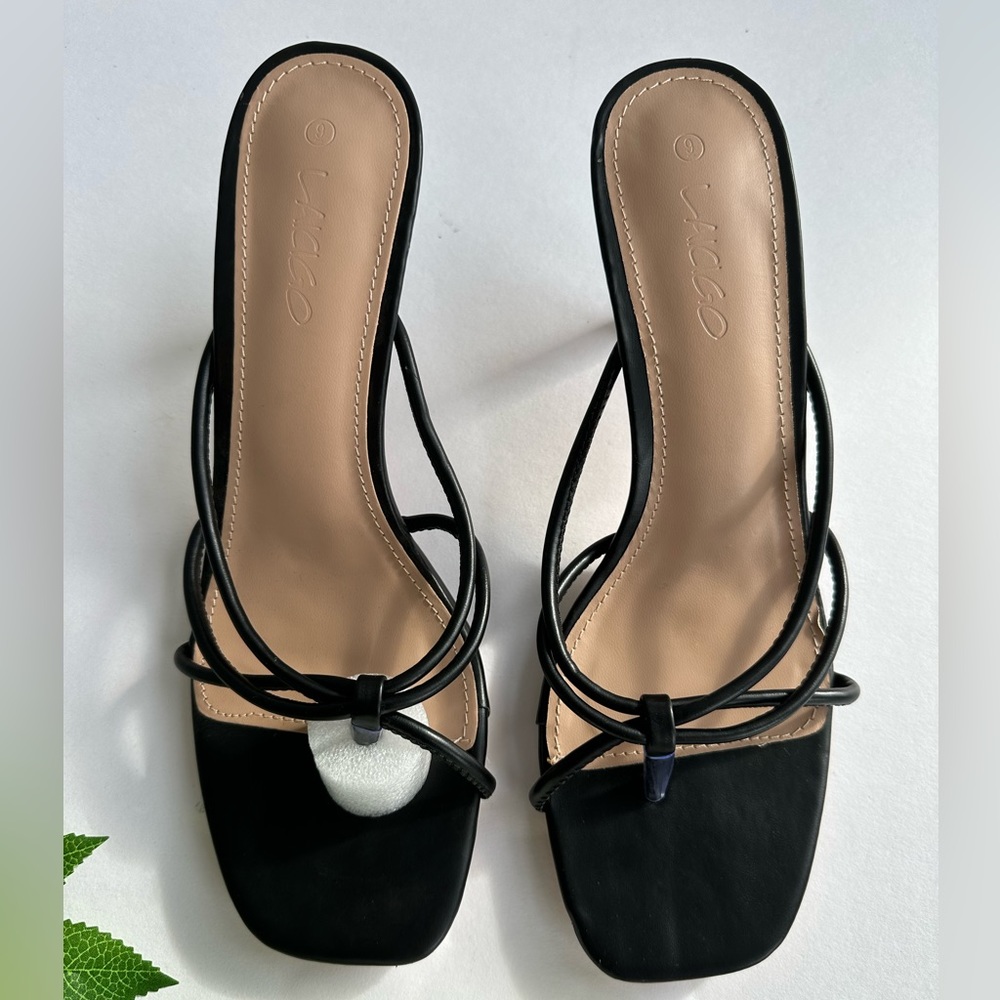 Laicigo Square Open Toe Heels Womens Size 9 Black